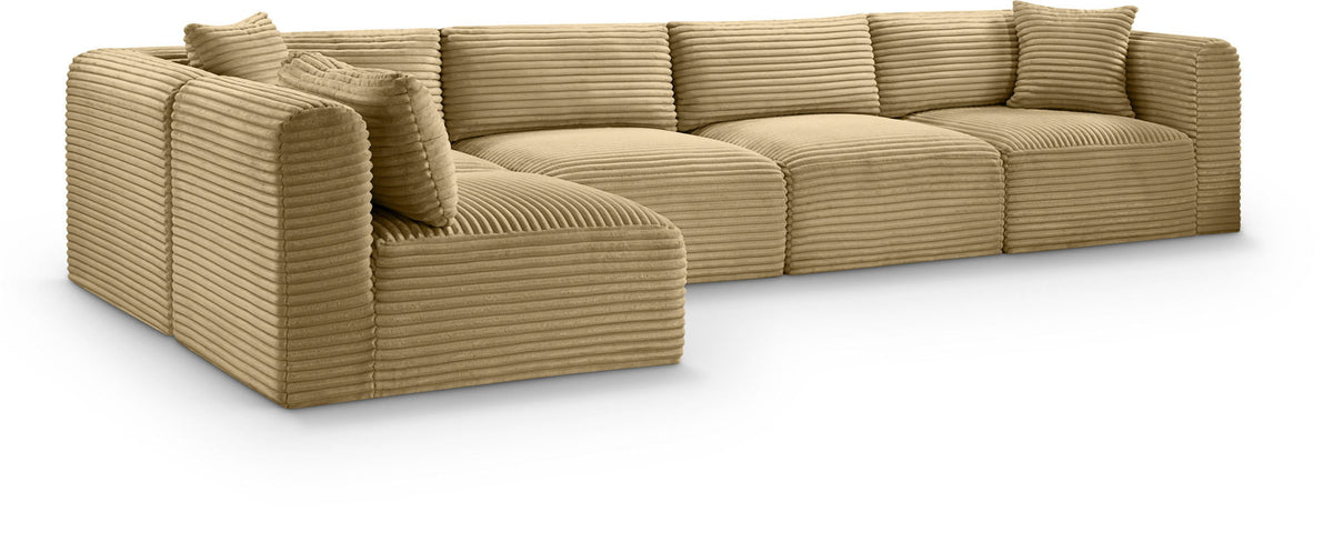Shaggy Modular Sectional — 5-Piece Sectional — Camel