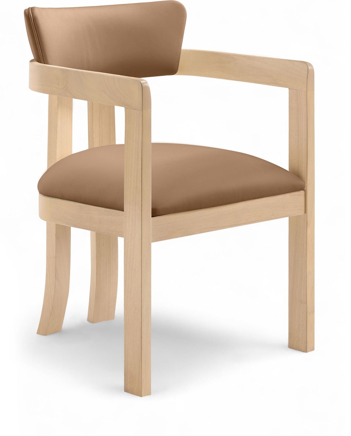 Lavrin Vegan Leather Dining Arm Chair (Set of 2) with Natural Base