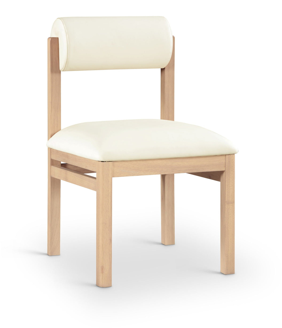Roundhill - Faux Leather Dining Chair (Set of 2) with Natural Frame