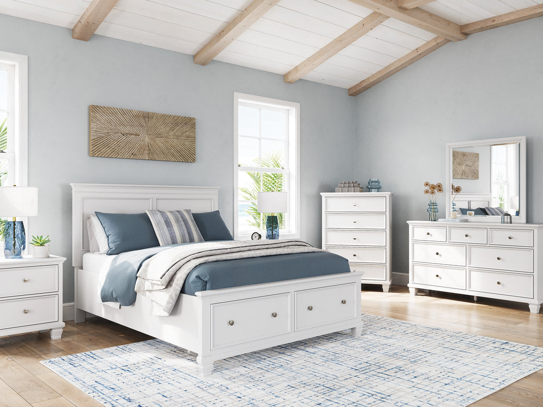 Ashley B680 White 5PC Bedroom Set — Storage Footboard