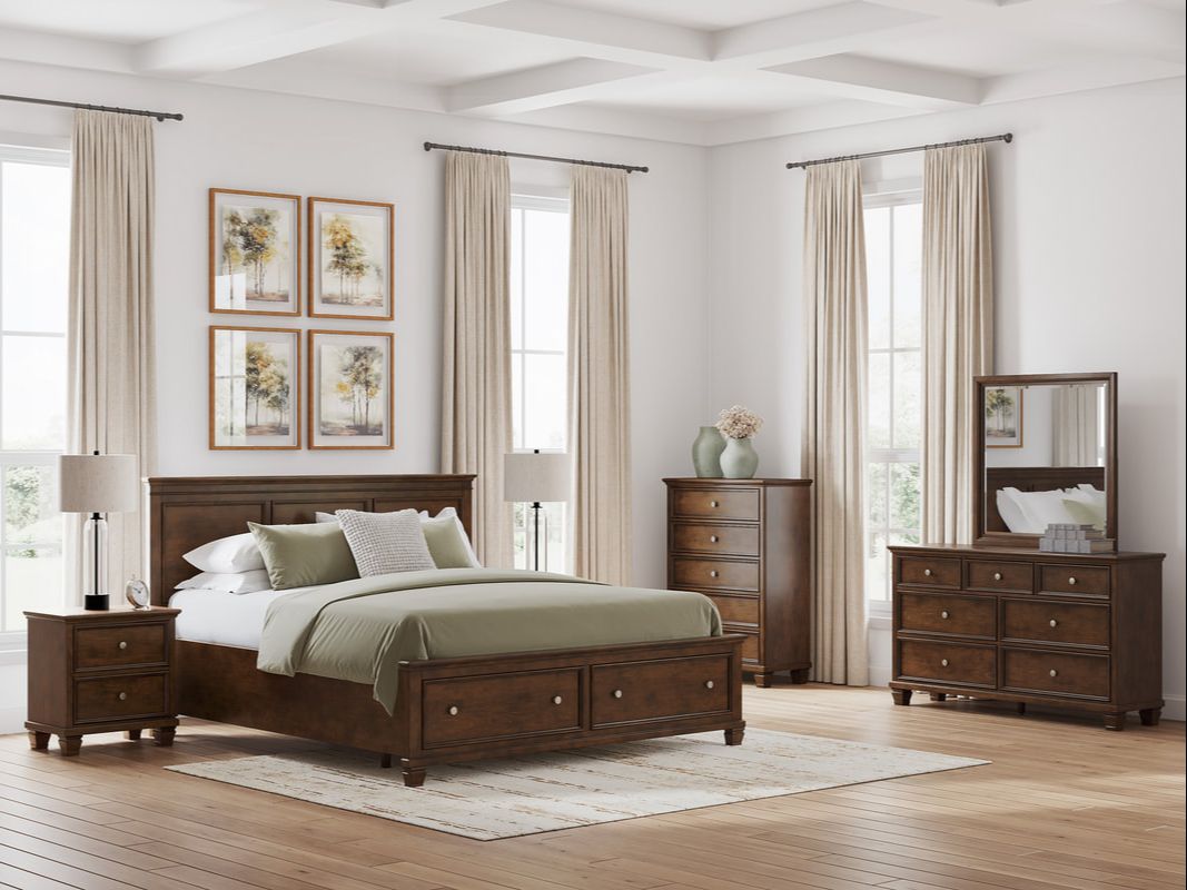 Ashley B685 Brown Cherry 5PC Bedroom Set — Storage Footboard