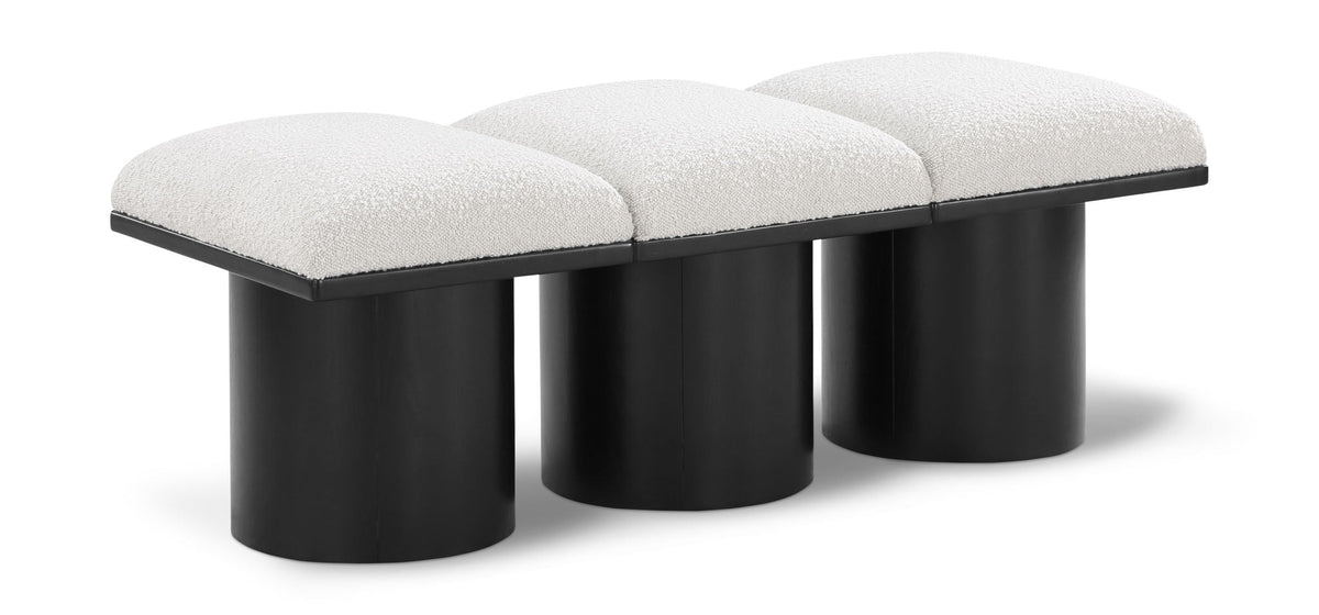 Pavilion Modular Bench 3-Piece Bench, 46.5"W x 18"D — Cream / Black Base