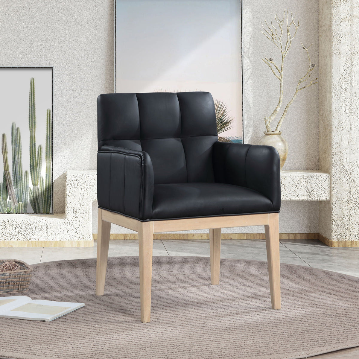 Adrian - Dining Arm Chair (Set of 2) with Light Brown Legs