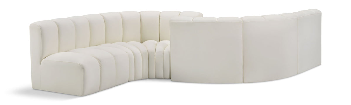 Arc Faux Leather Modular Sectional — 6-Piece Sofa — Cream