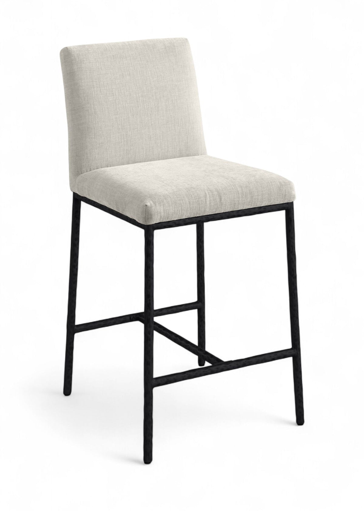 Reeves - Chenille Fabric Upholstered Counter Stool (Set of 2) with Black Base