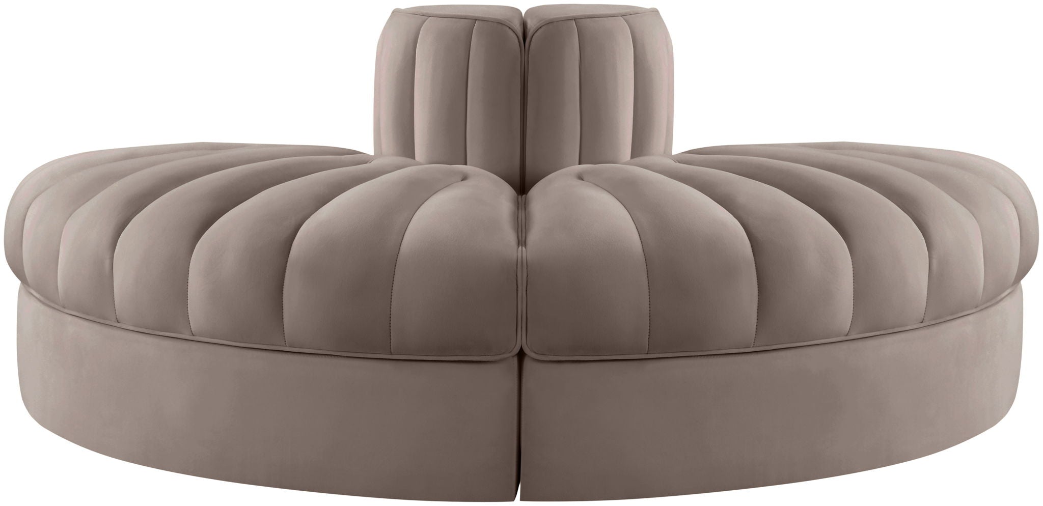 Rummi - Velvet Performance Fabric Upholstered 2 Piece Rounded Modular Loveseat