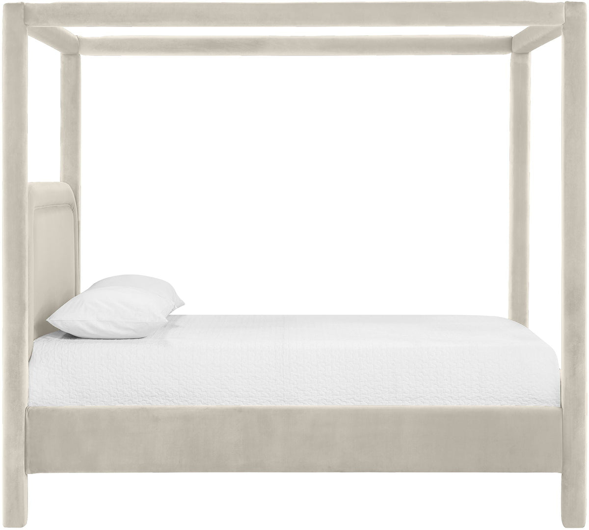 Salina Velvet Upholstered Canopy Bed — 10 Colors, Twin to King