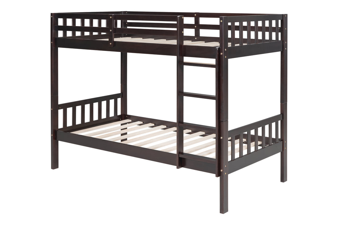 BB10 Espresso Twin/Twin Bunk Bed — Solid Wood