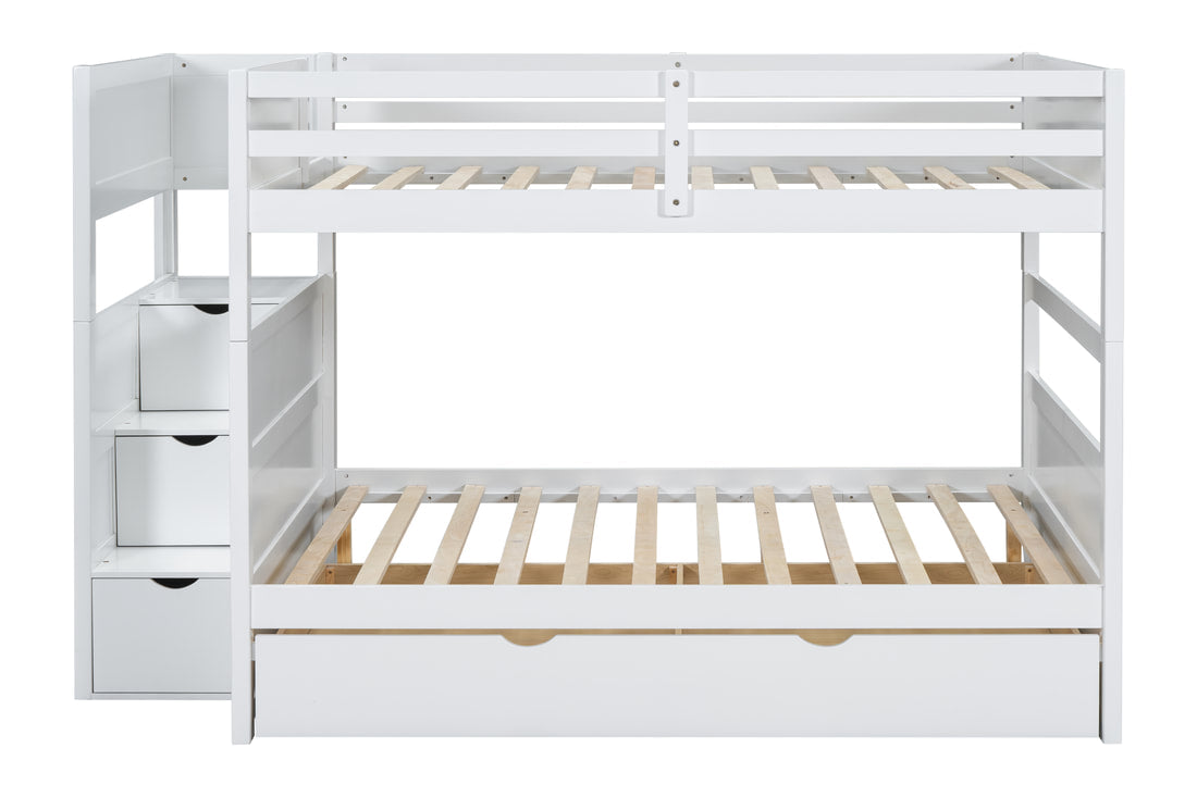 BB51 Full/Full Bunk Bed — Twin Trundle & Staircase Storage