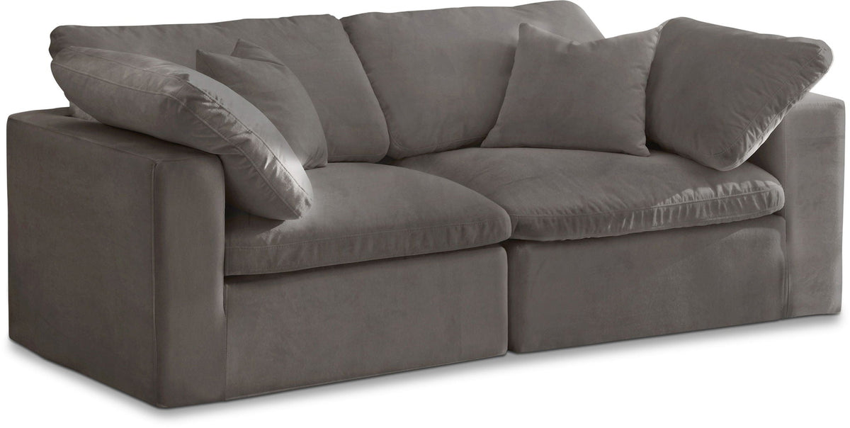 Cozy Velvet Modular Sectional — 2-Piece Sofa — Grey