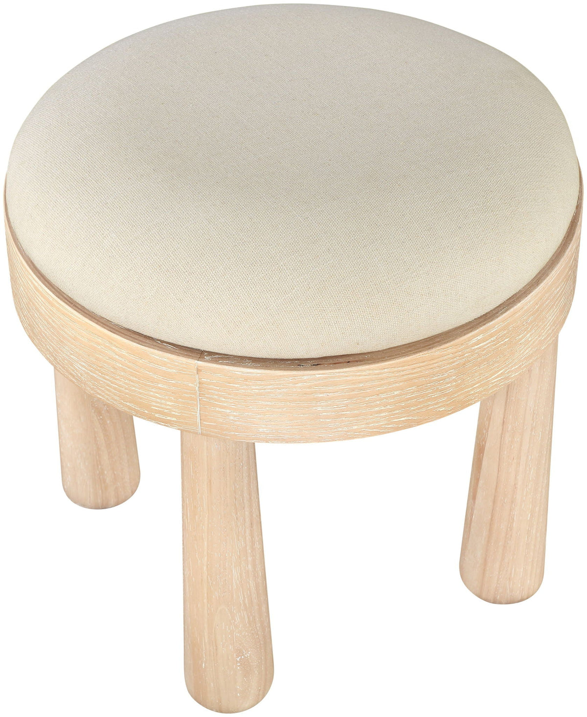 Larea Linen Ottoman with Natural Base