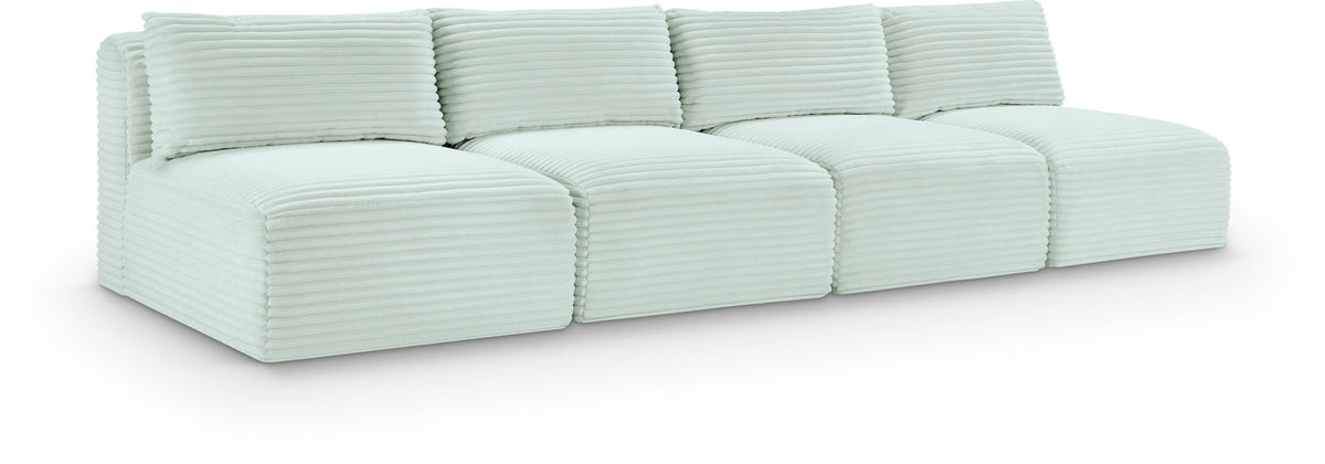 Shaggy Modular Sectional — 4-Piece Armless Sofa — Mint