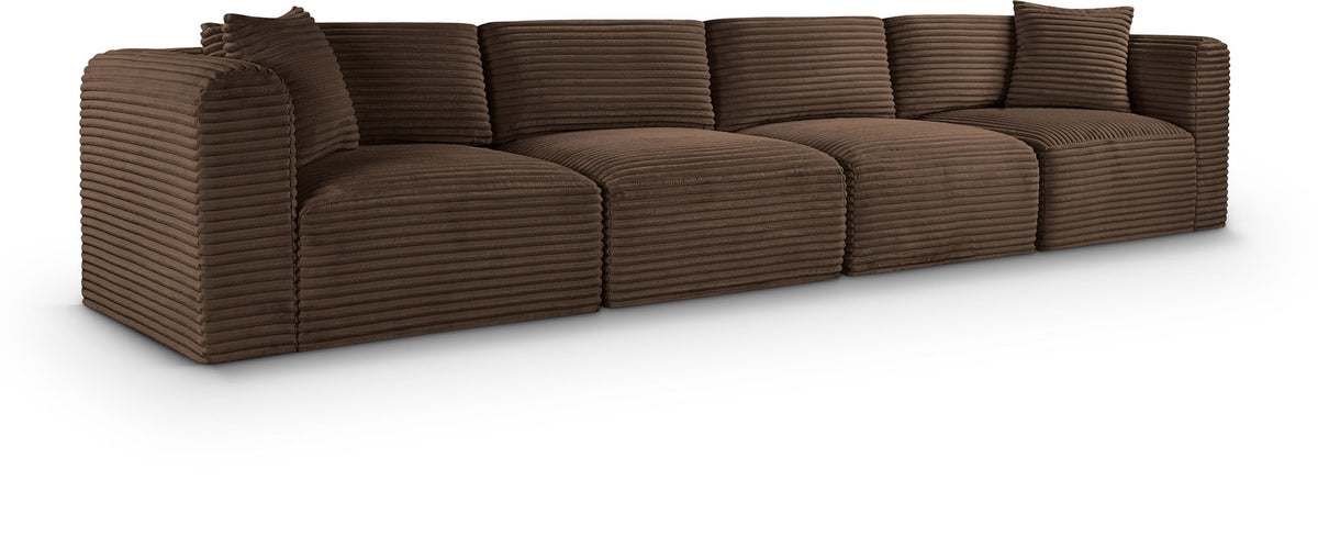 Shaggy Modular Sectional — 4-Piece Sofa — Brown