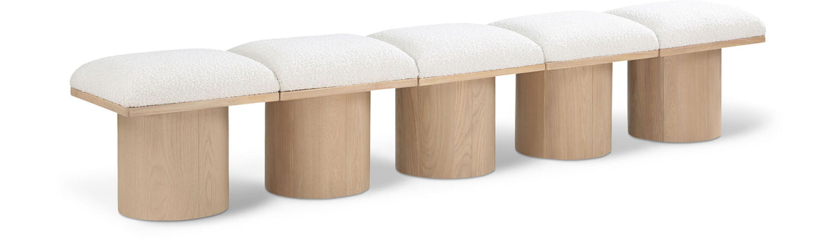 Pavilion Modular Bench 5-Piece Bench, 90"W x 15.5"D — Cream / Natural Base