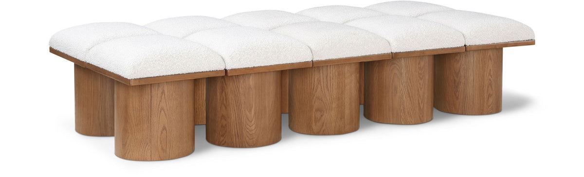 Pavilion Modular Bench 10-Piece Bench, 77.5"W x 36"D — Cream / Brown Base