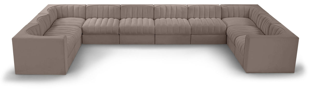 Rummi Performance Velvet Modular Sectional — 10-Piece Sectional — Taupe