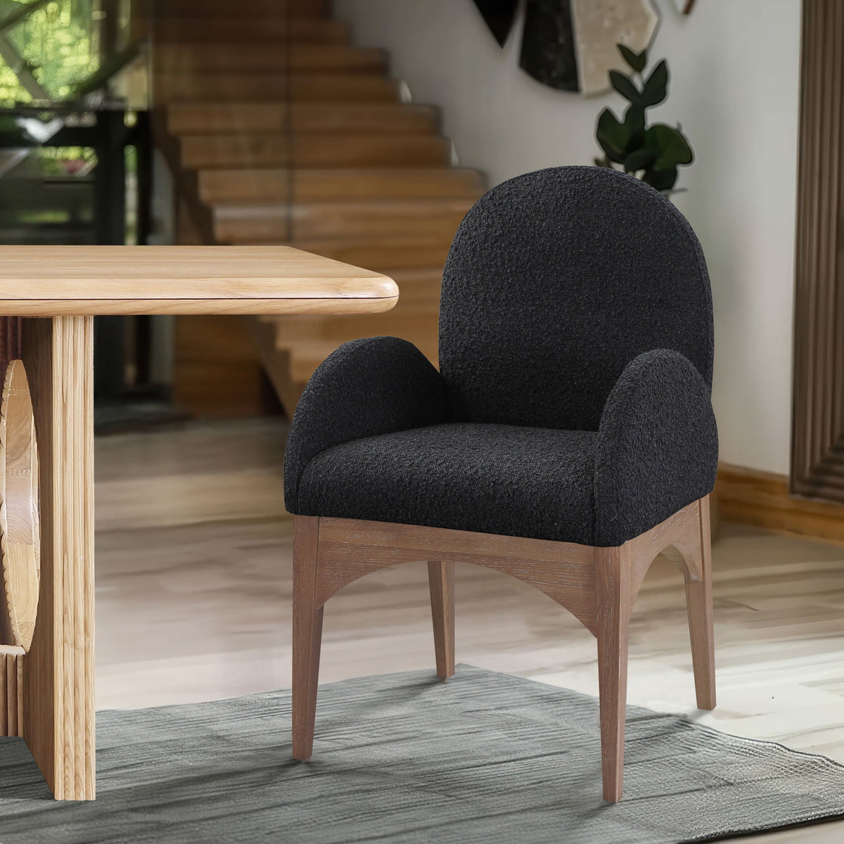 Waldorf - Boucle Dining Arm Chair with Natural Legs
