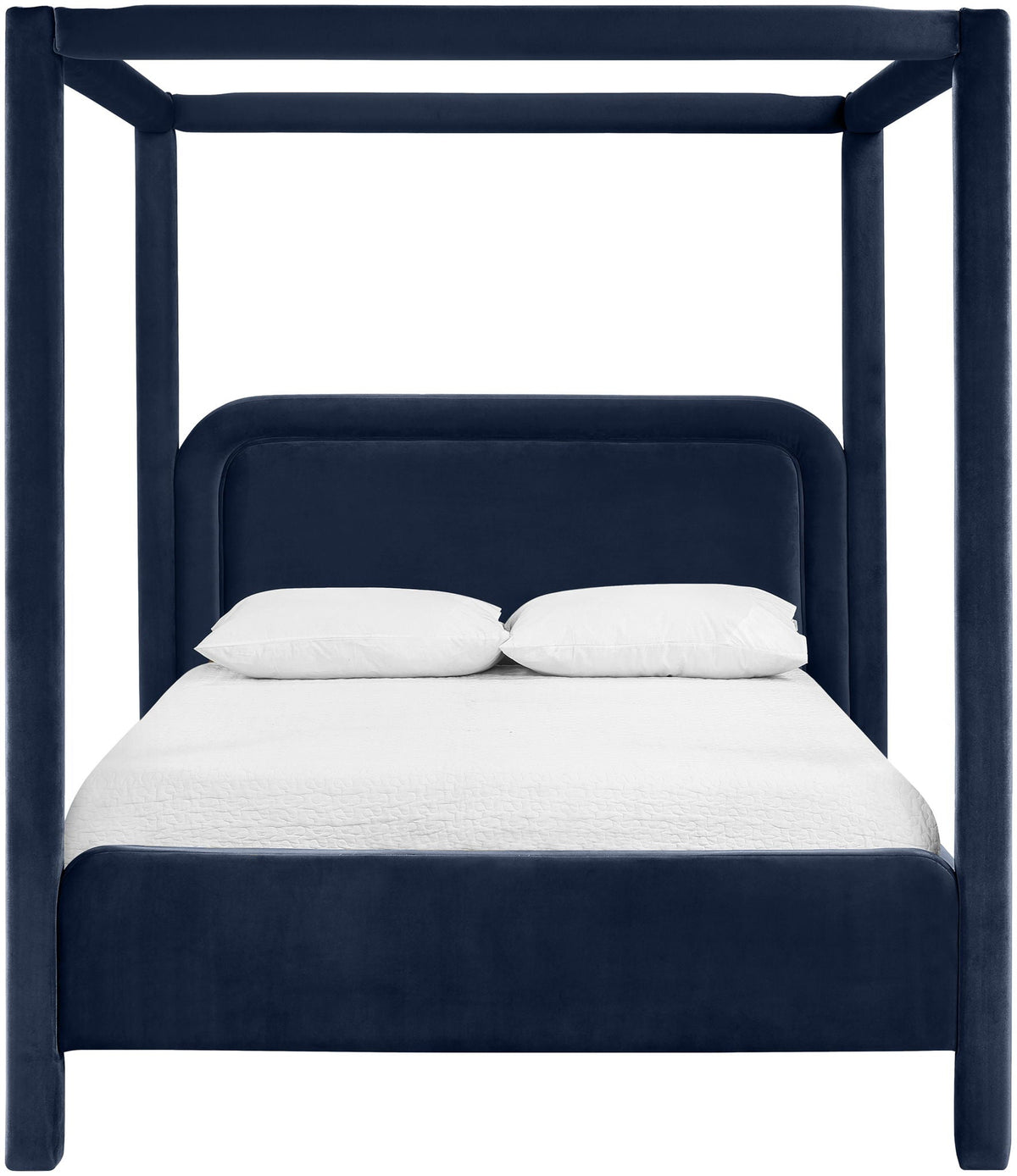 Salina Velvet Upholstered Canopy Bed — 10 Colors, Twin to King