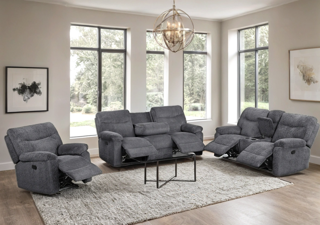 Bravo21 3PC Reclining Set — Drop-Down Table with Cupholders