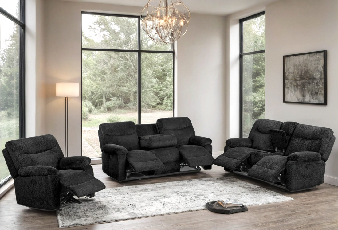 Bravo22 3PC Reclining Set — Drop-Down Table with Cupholders