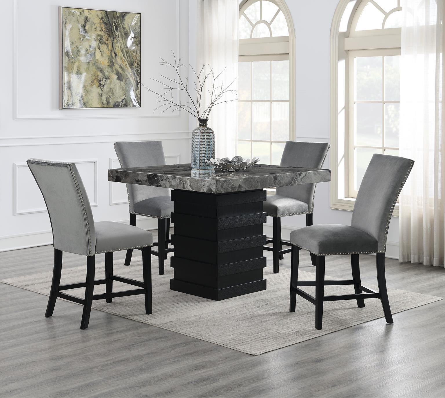 D136 - Faux Marble Counter Table - Gray