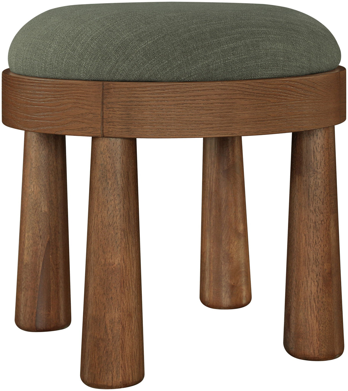 Larea Linen Ottoman with Walnut Base