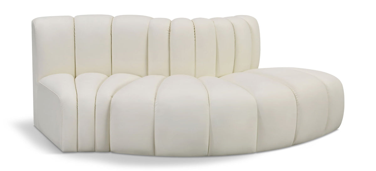 Arc Faux Leather Modular Sectional — 3-Piece Sofa — Cream