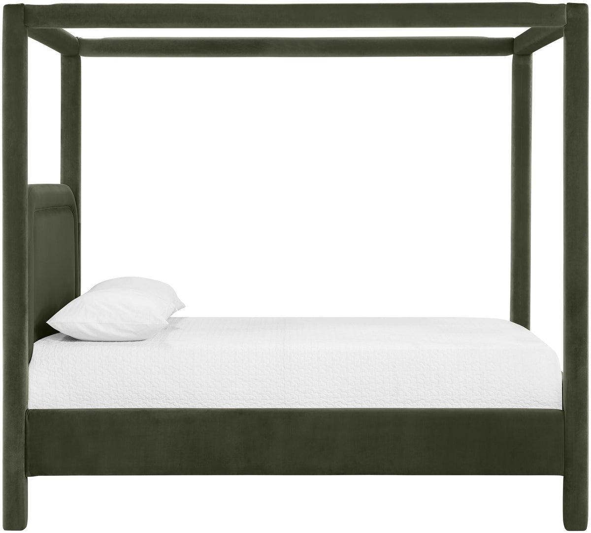Salina Velvet Upholstered Canopy Bed — 10 Colors, Twin to King