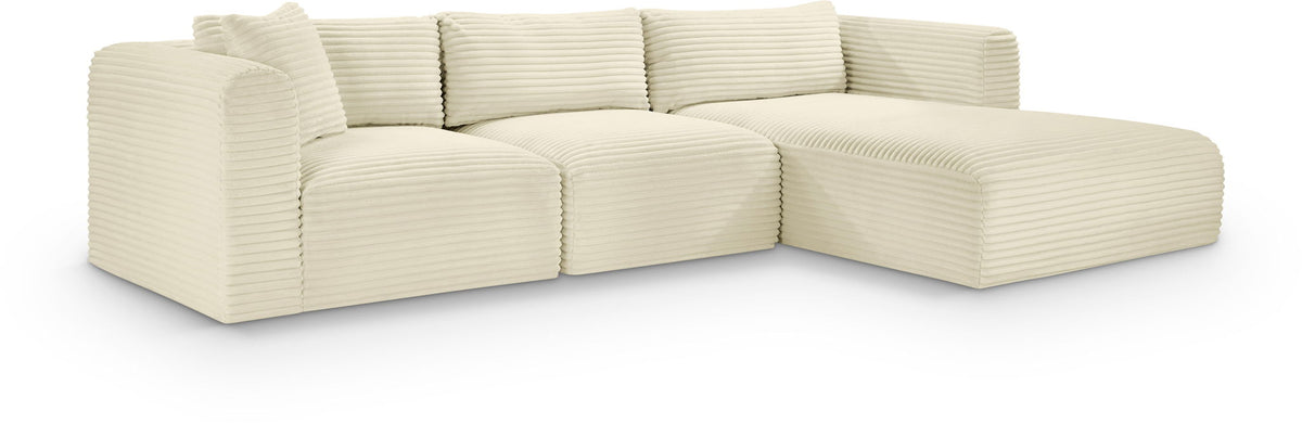 Shaggy Modular Sectional — 3-Piece Sectional — Cream