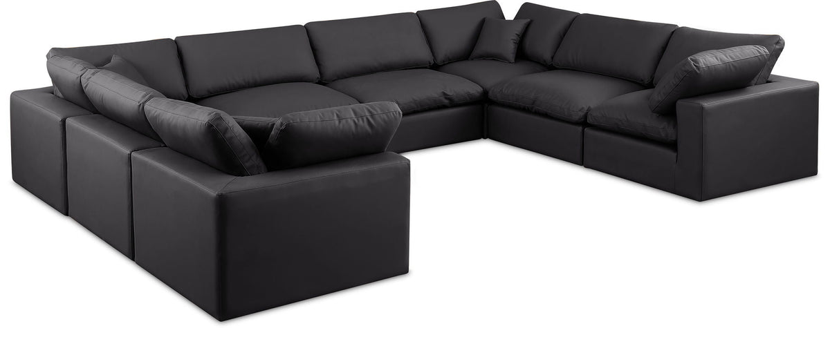 Comfy Faux Leather Modular Sectional — 8-Piece Sectional — Black