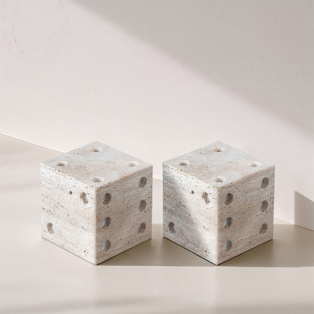 Dice - Marble & Travertine Decorative Object - Natural