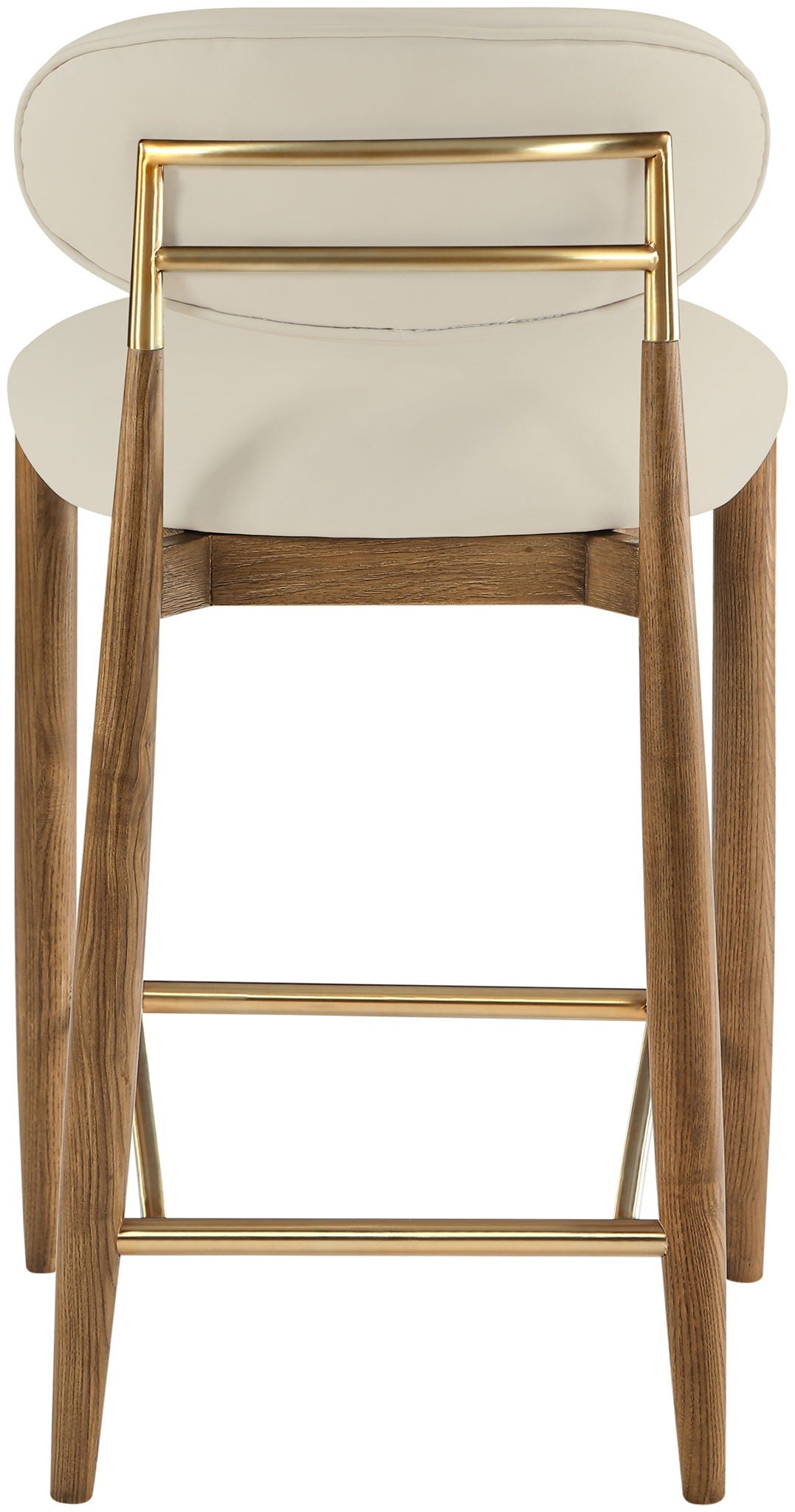 Riccio Vegan Leather Counter Stool with Walnut & Gold Frame