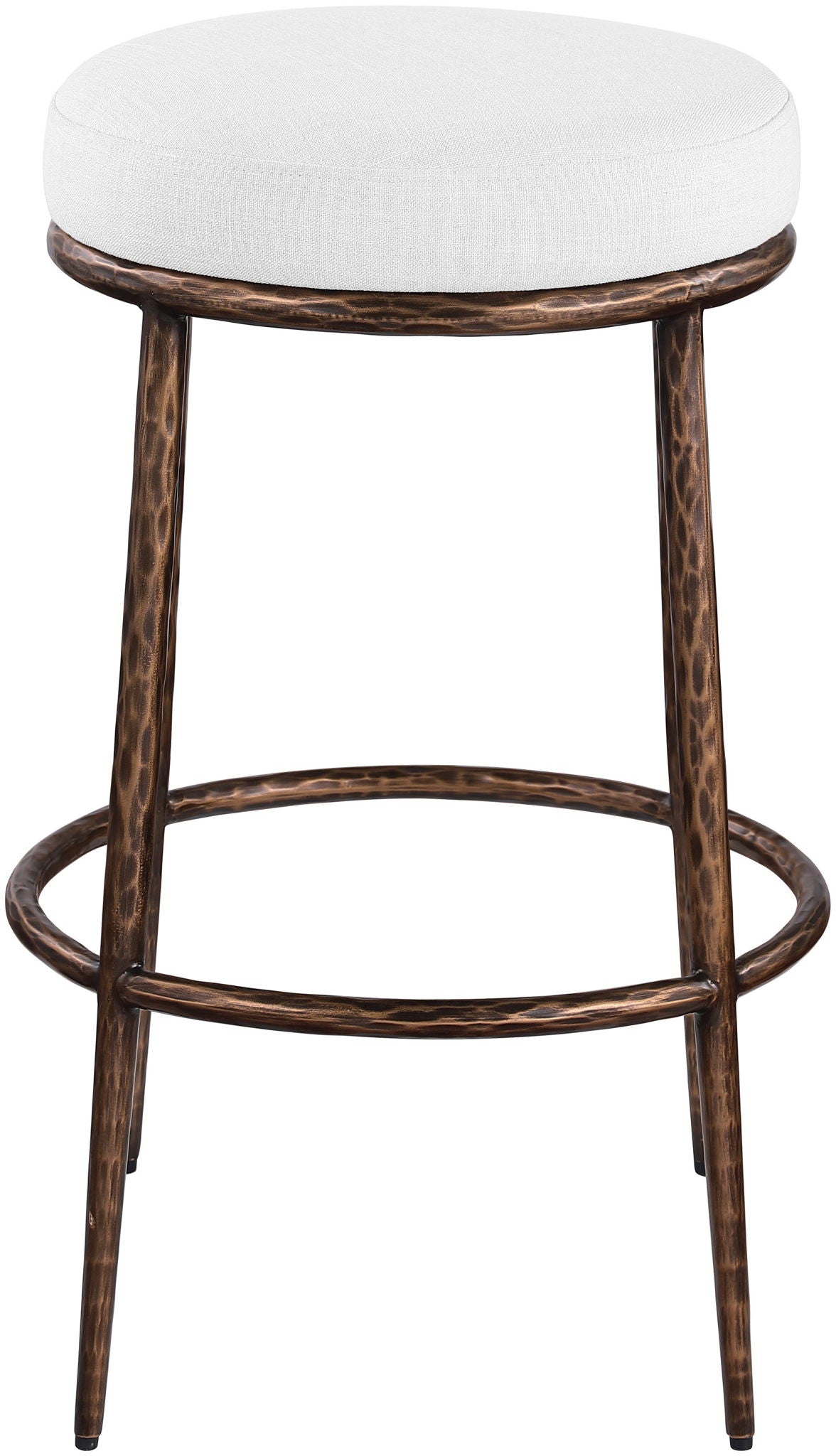 Ferro Performance Fabric Backless Bar Stool with Antique Bronze Frame