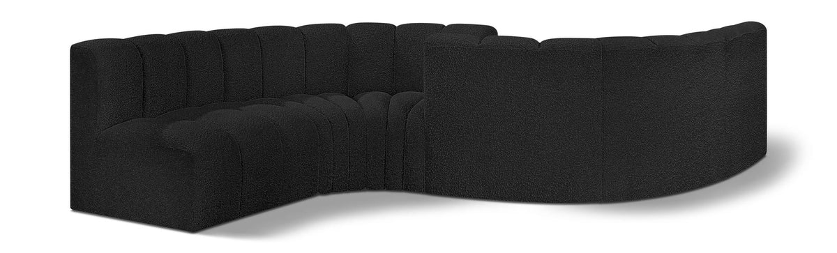 Arc Boucle Modular Sectional — 6-Piece Sofa — Black