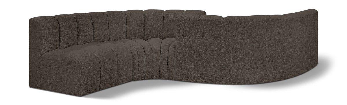 Arc Boucle Modular Sectional — 6-Piece Sofa — Brown