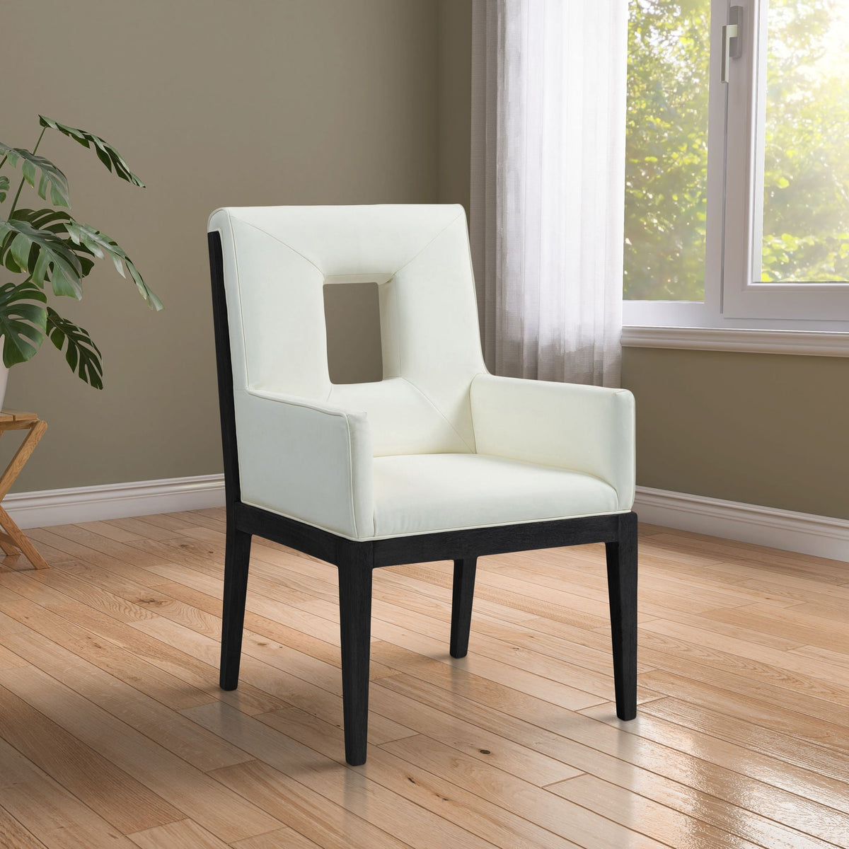 Gwendolyn - Faux Leather Dining Arm Chair with Black Frame