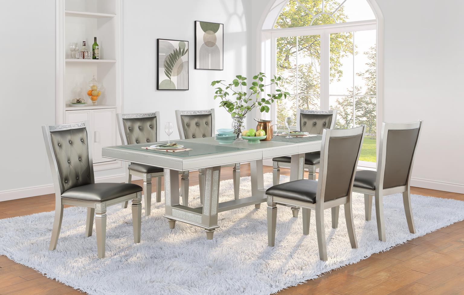 D106 Shimmer Silver Side Chair (Set of 2) — 20-Inch Wide