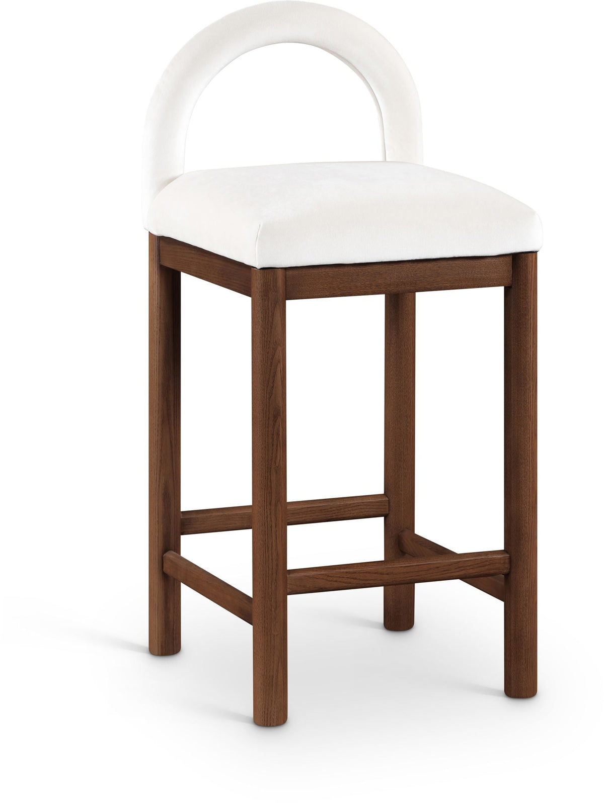 Conrad - Velvet Counter Stool with Brown Legs
