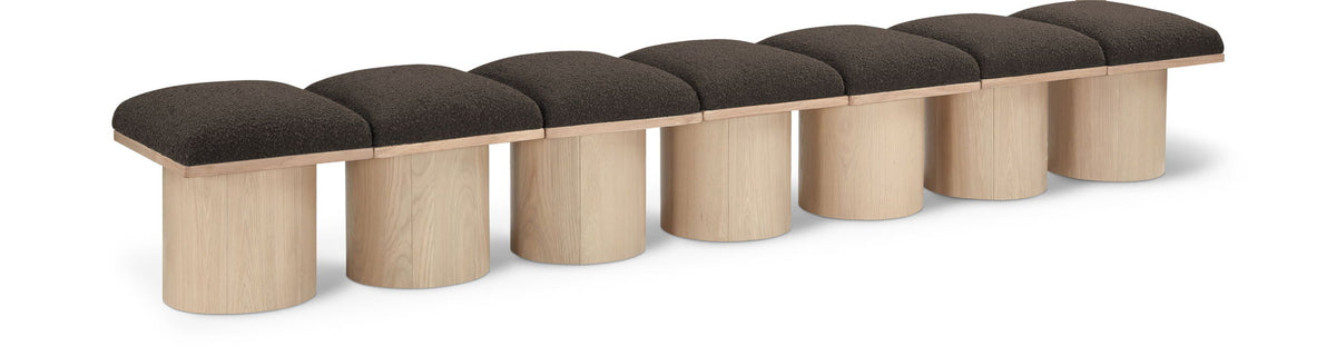 Pavilion Modular Bench 7-Piece Bench, 108.5"W x 18"D — Brown / Natural Base