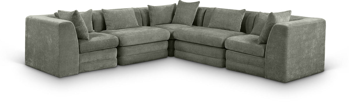 Stellar Chenille Modular Sectional — 5-Piece 114" Sectional, Style C — Green