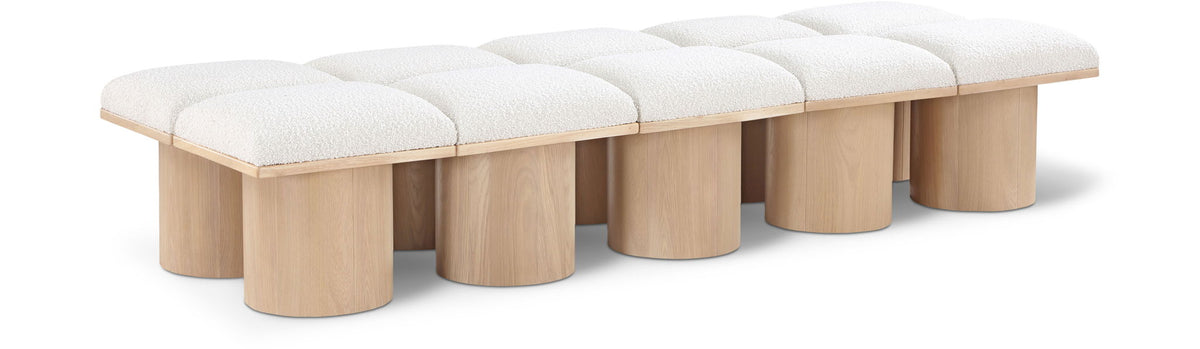 Pavilion Modular Bench 10-Piece Bench, 90"W x 31"D — Cream / Natural Base