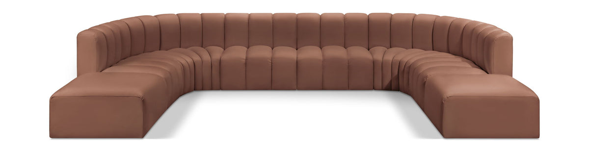 Arc Faux Leather Modular Sectional — 10-Piece Sectional — Cognac