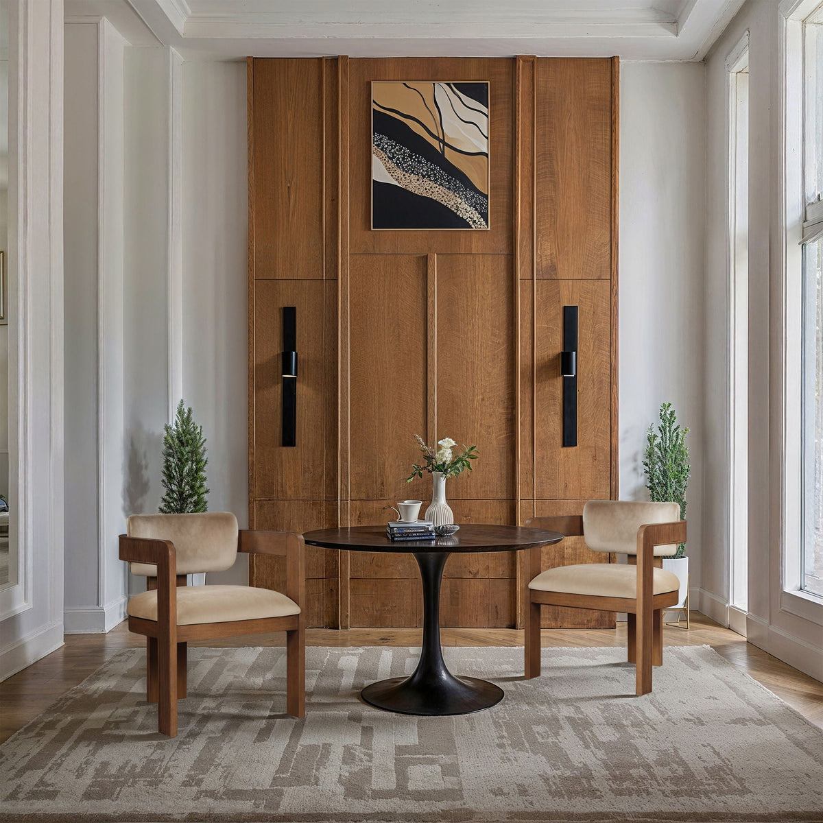 Sacha - Velvet Dining Chair (Set of 2) with Brown Base