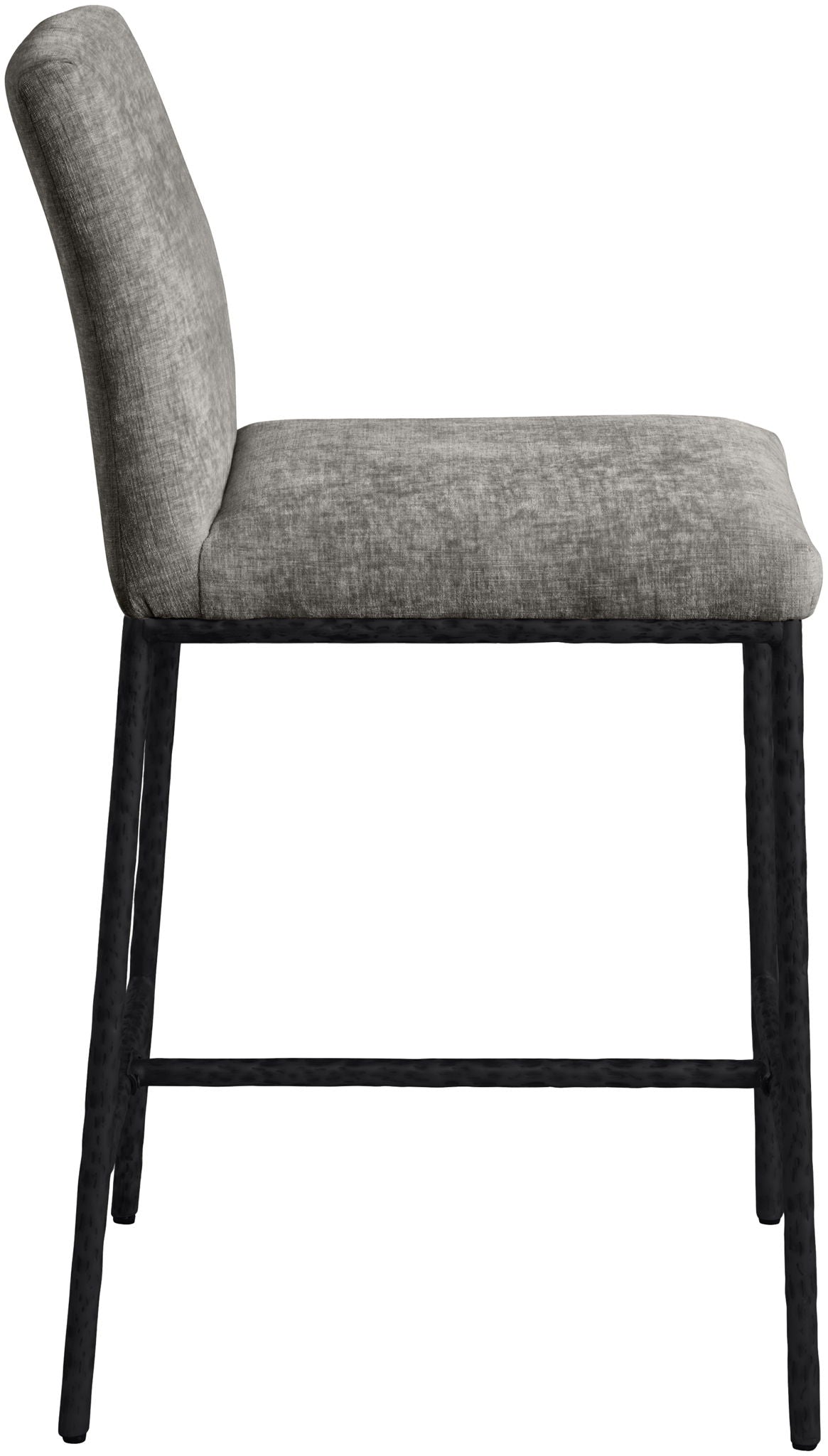 Reeves - Chenille Fabric Upholstered Counter Stool (Set of 2) with Black Base