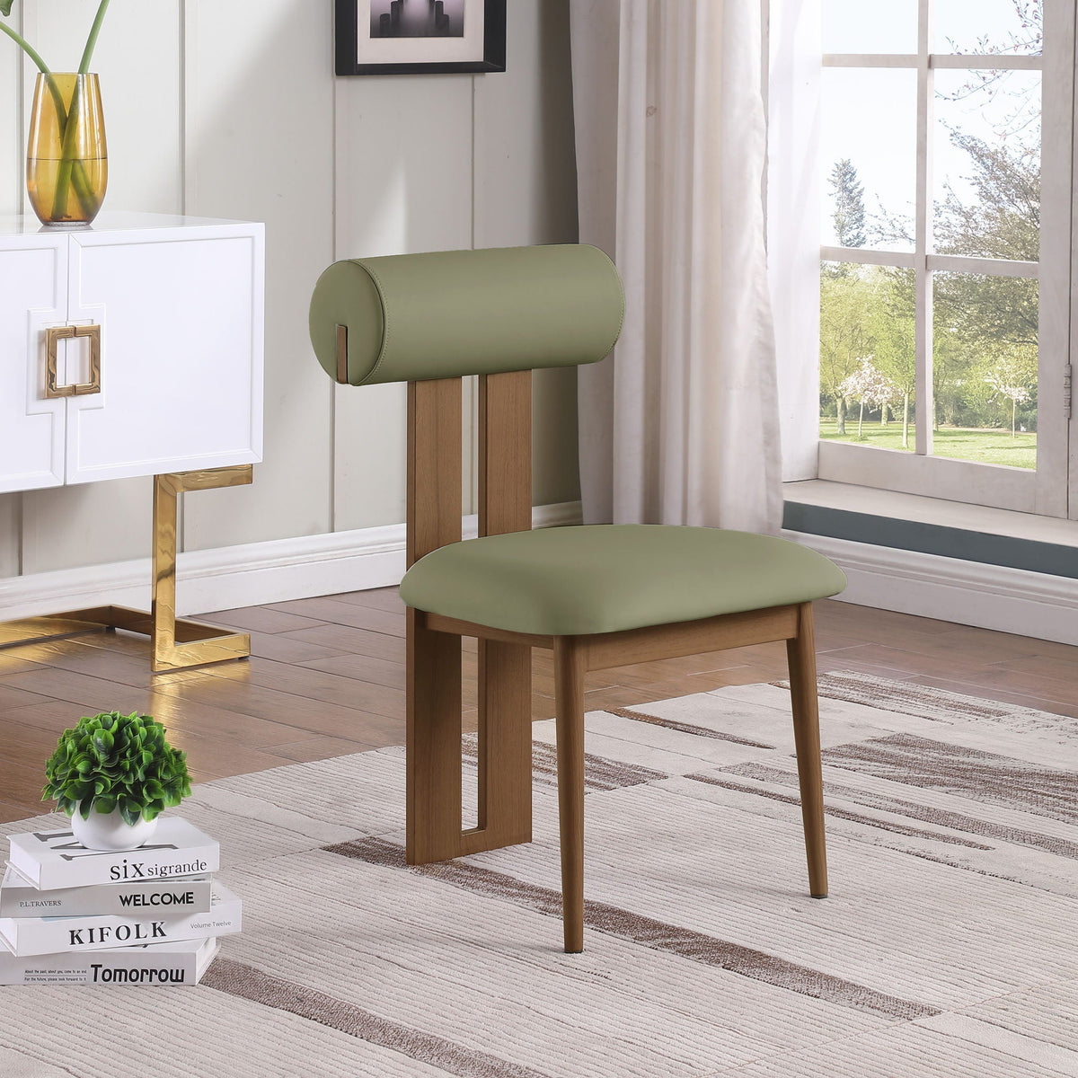 Dario - Faux Leather Dining Chair (Set of 2) with Brown Frame