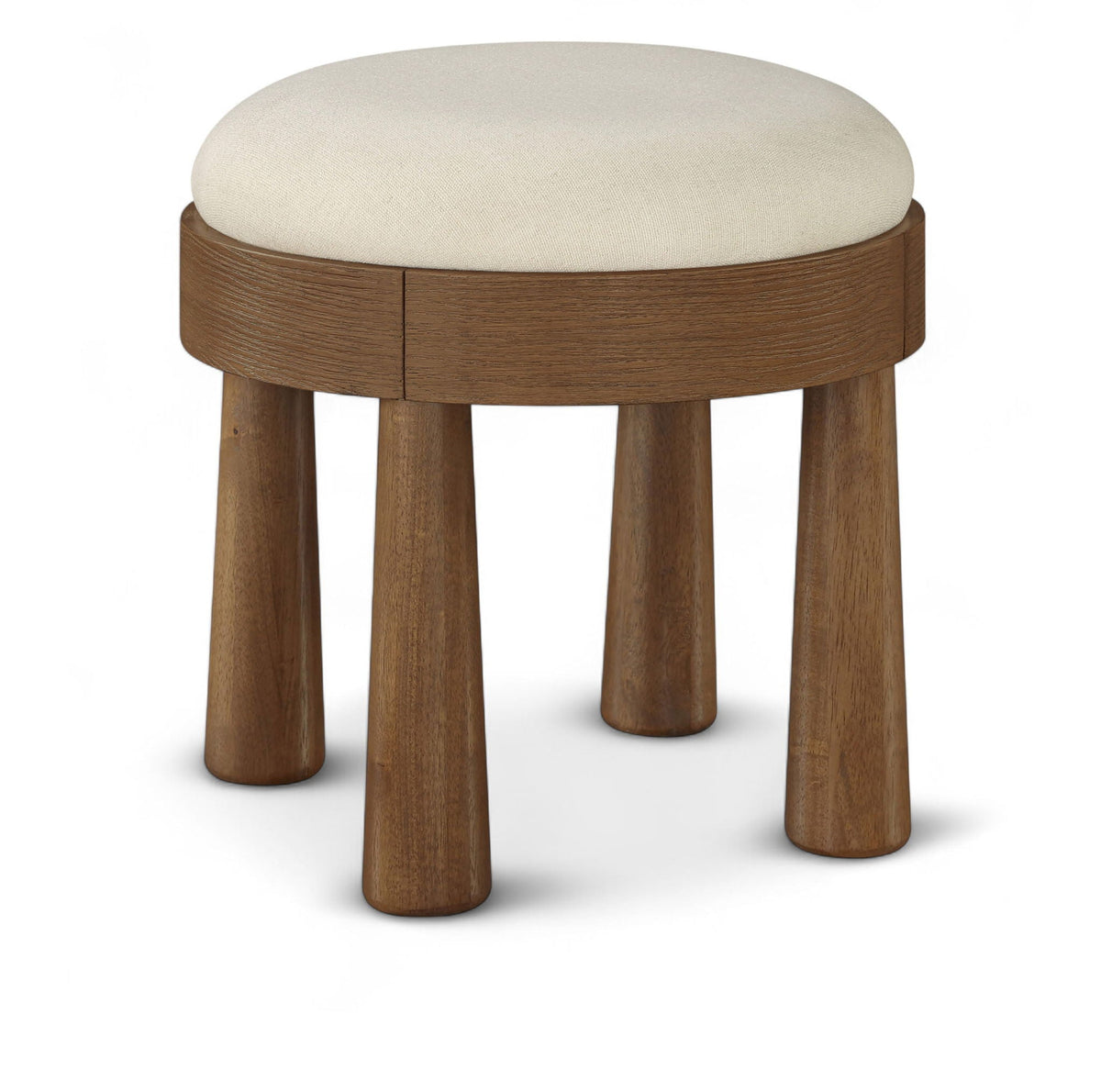 Larea Linen Ottoman with Walnut Base