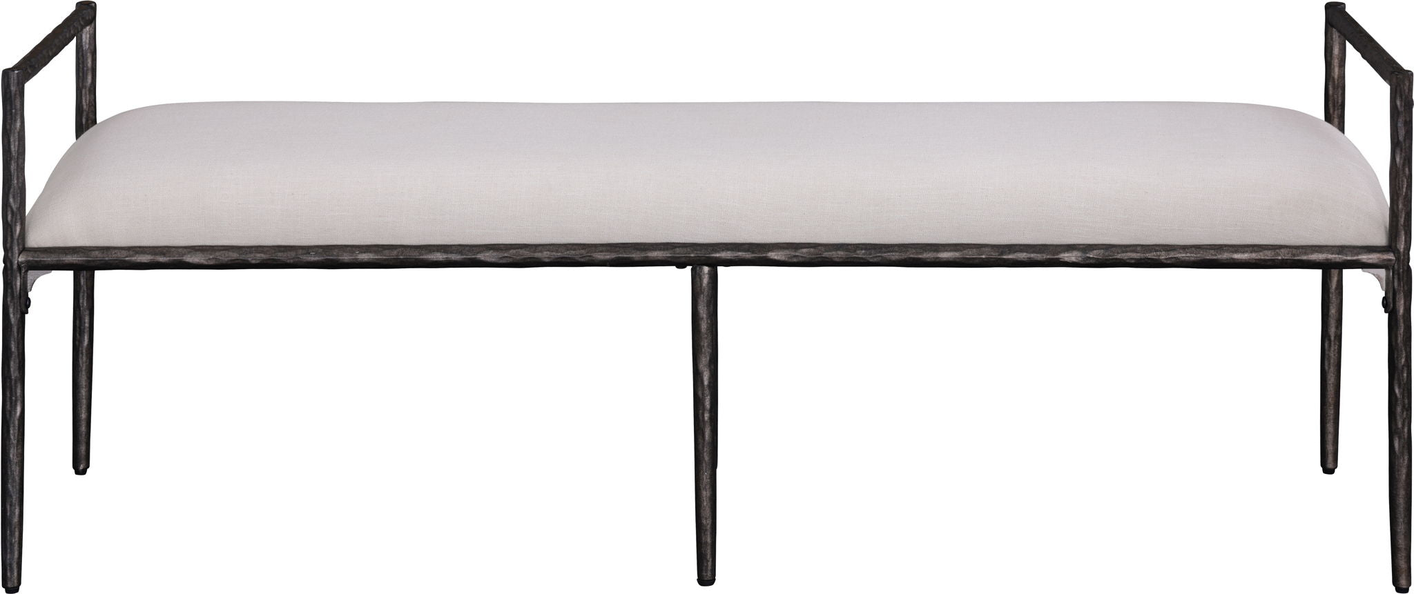 Axis - Linen Textured Beige Fabric Upholstered Bench