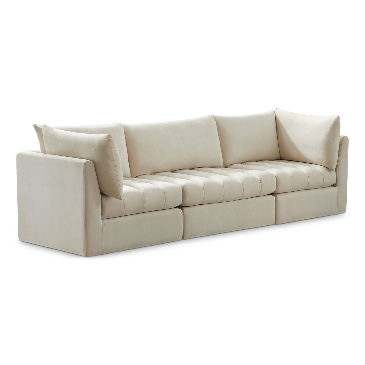 Jacob Velvet Modular Sectional — 3-Piece Sofa — Cream