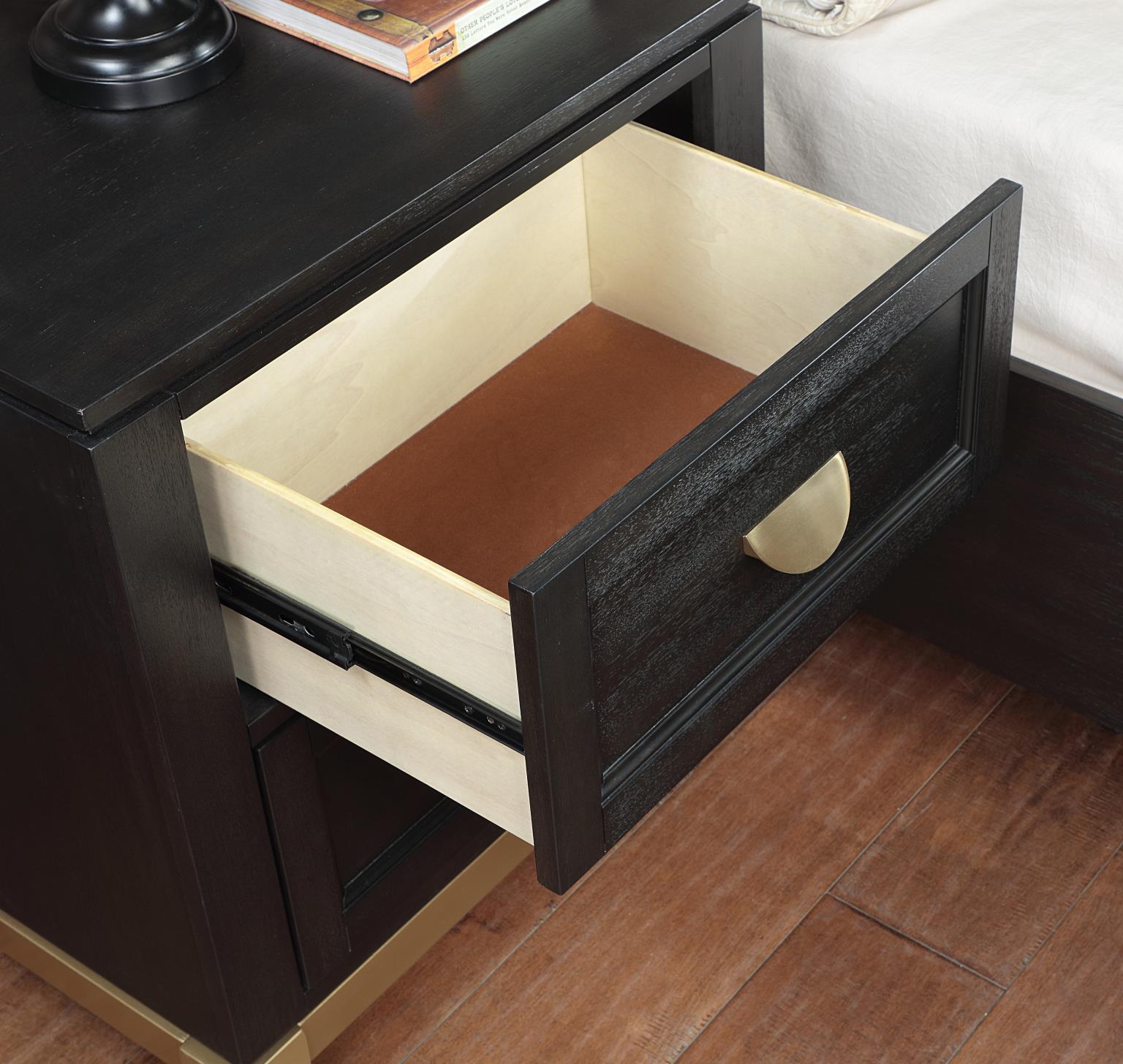 B236 Black / Gold Nightstand — 24-Inch Wide