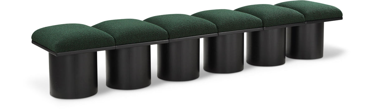 Pavilion Modular Bench 6-Piece Bench, 93"W x 18"D — Green / Black Base